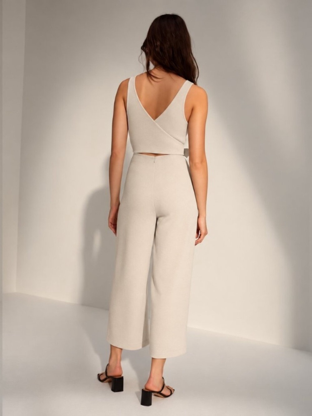 Aritzia | Wilfred Ecoulement Jumpsuit V Neck Tie Air Light Blue/Grey Size 2 - Picture 2 of 15